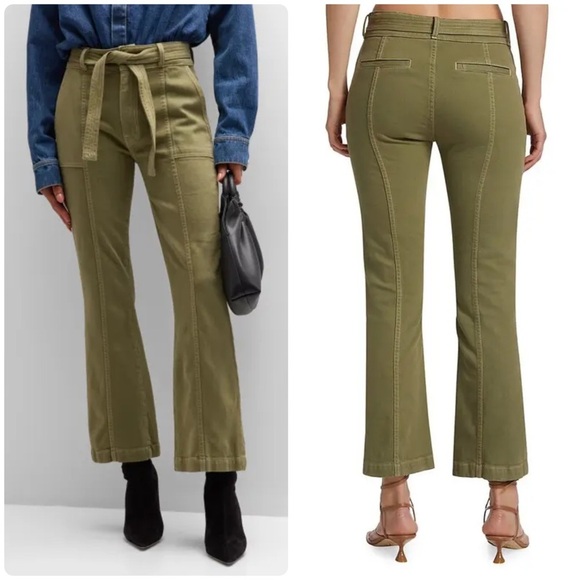10 Crosby Derek Lam Denim - New! Derek Lam 10 Crosby Dean Utility Flare Olive Green Tie Waist Jeans 💚27 NWT!